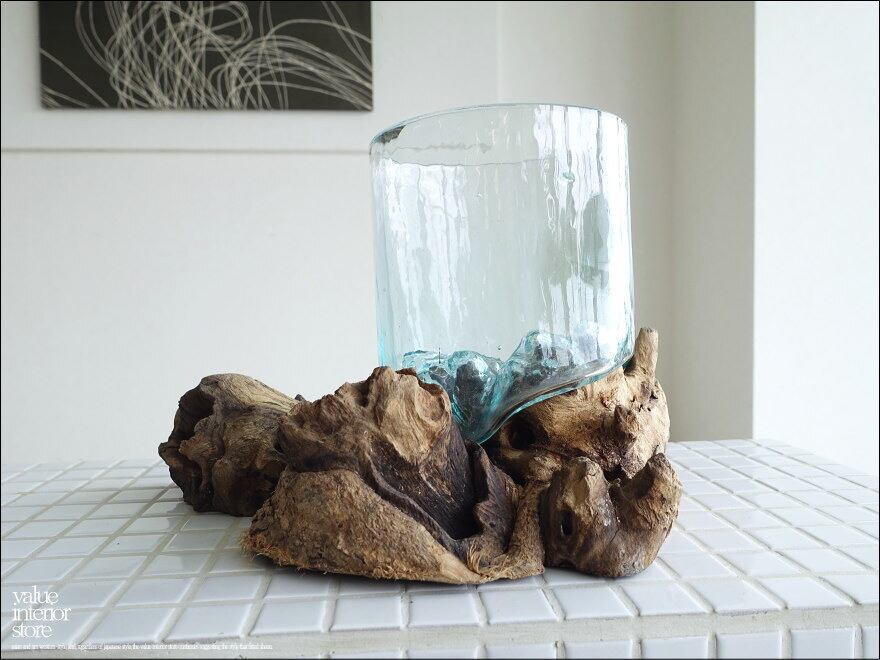 硝子フラワーベースKyli / 07 花瓶 メダカ鉢 めだか鉢 プリミティブガラスベース 吹きガラス 手作り 一点物 自然な様 idavase