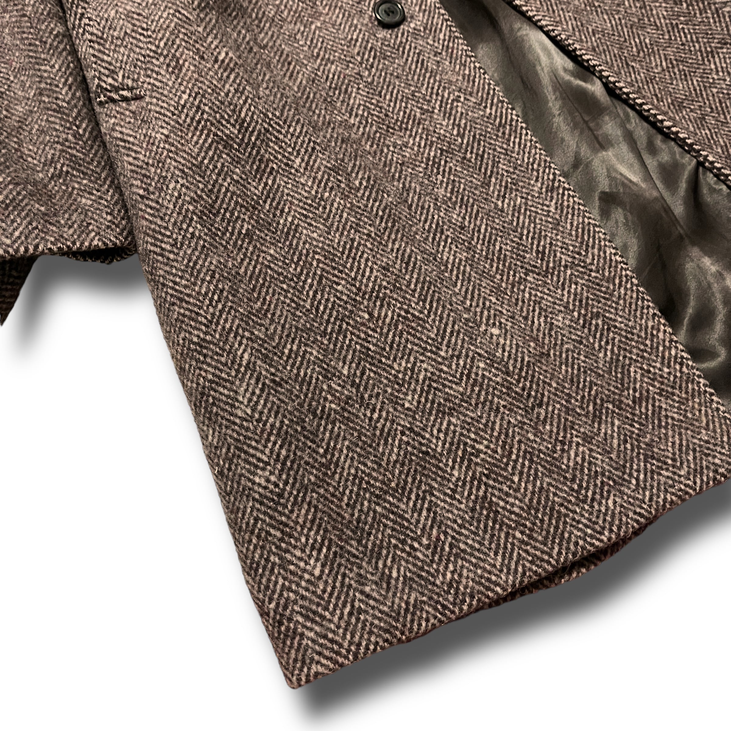 Used】ラグランスリーブヘリンボーンツイードベルテッドコート