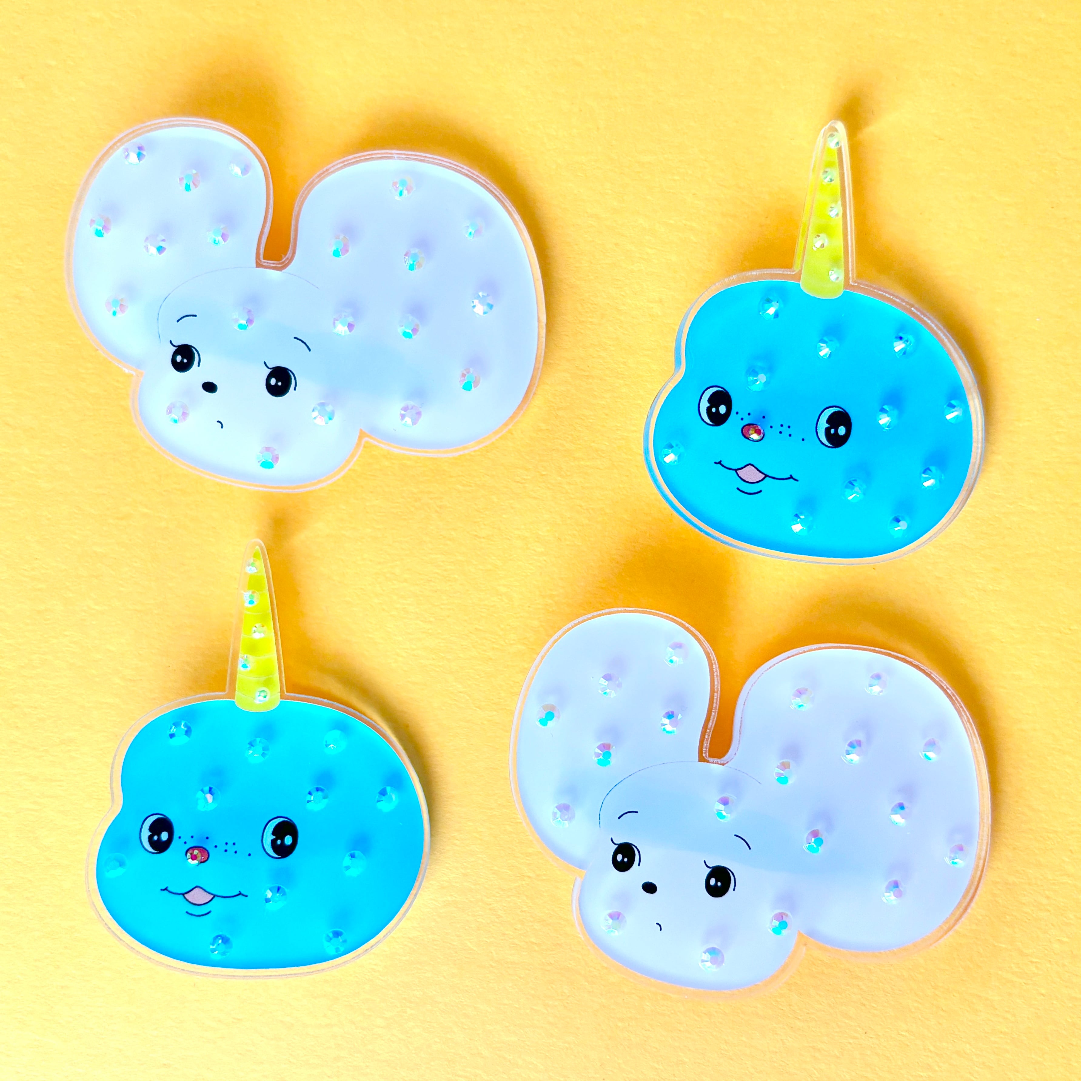 シラタマ/イッカク・ラインストーンヘアクリップ(2種類バラ売り)