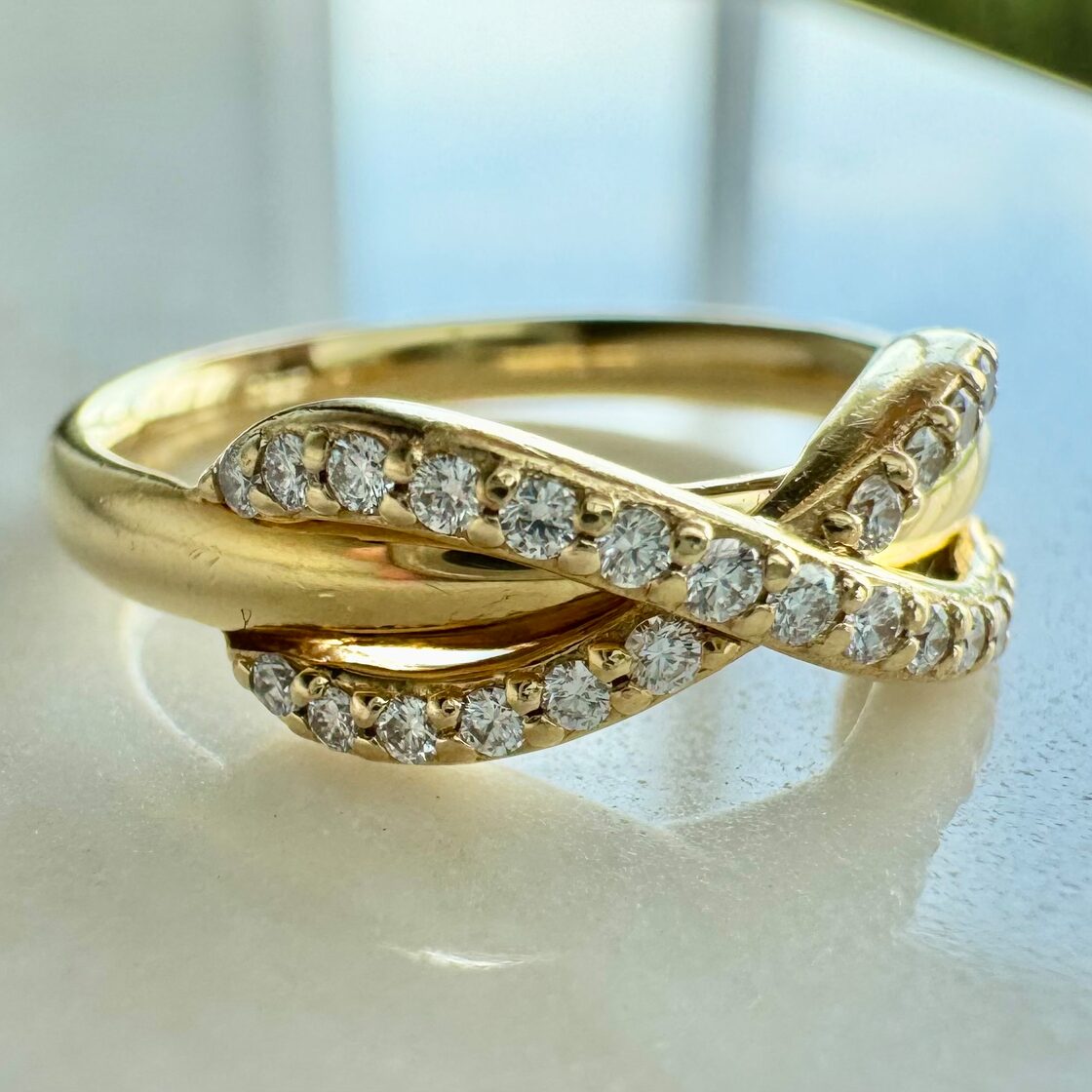 メレダイヤ デザインリング YG イエローゴールド 指輪 リング 12号 K18  