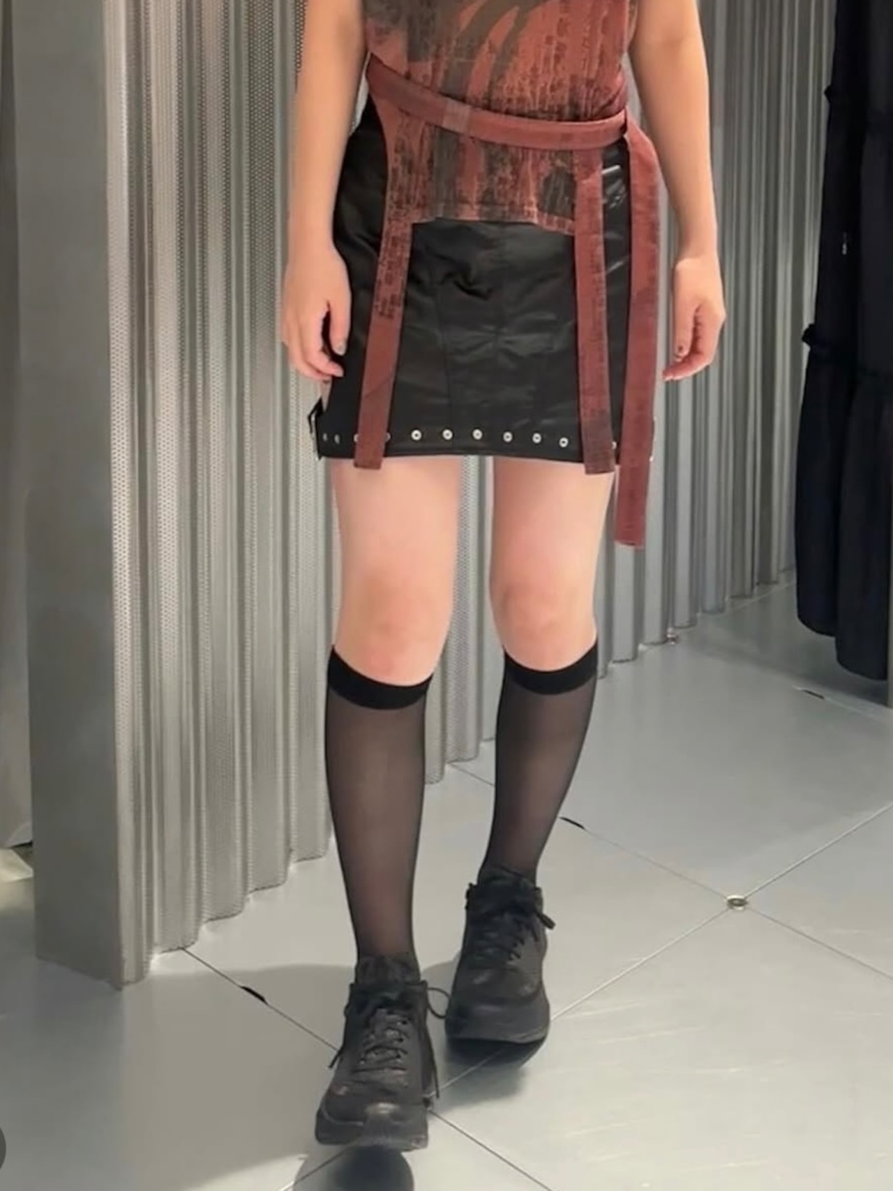 【25SS】FETICO フェティコ / FAUX-LEATHER SATIN MINI SKIRT / エコレザーサテンミニスカート - 1