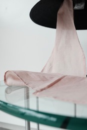 【Joëlle】Cotton silk ribbon wide brim capeline / Black × Pink