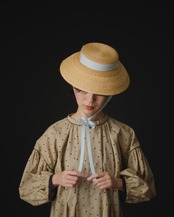 【suie】Polka dot gathered sleeve tunic/ポルカドットパフスリーブチュニック(ブラウン×ブラックドット)