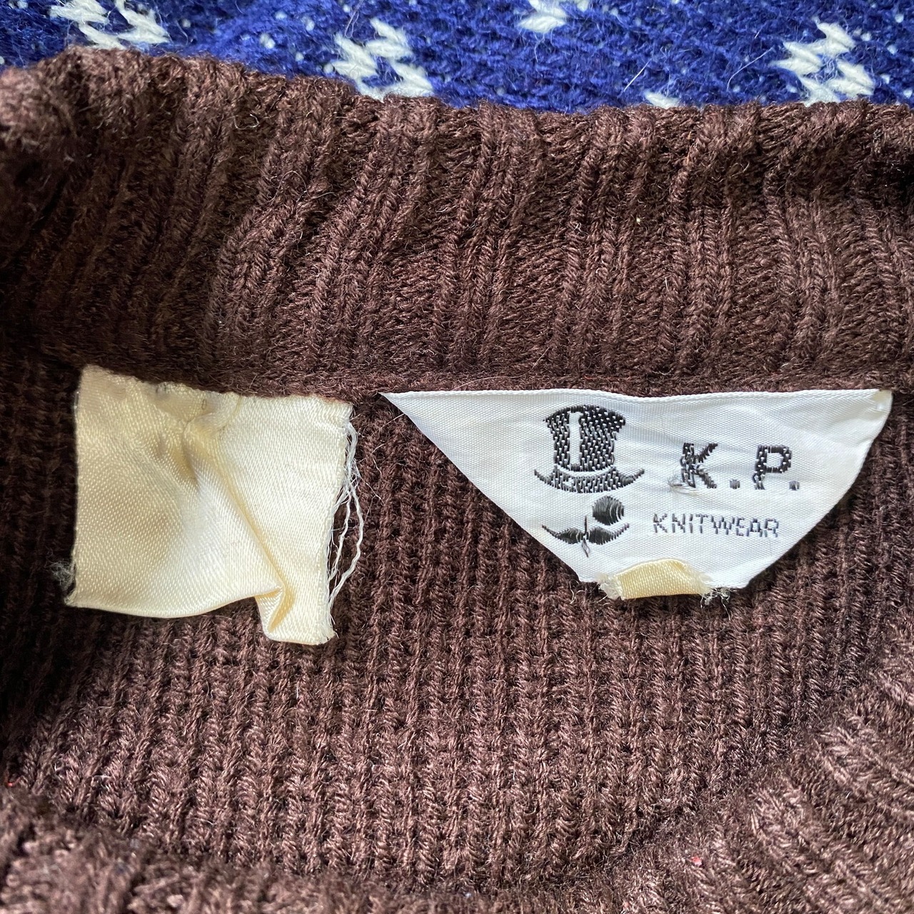 70年代 K.P. ノルディック柄 アクリルニットセーター メンズL 古着 70s 