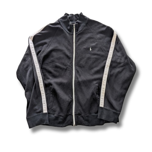 Polo by Ralph Lauren トラックジャケット ブラック×ホワイトライン コットン混 XL｜NA367