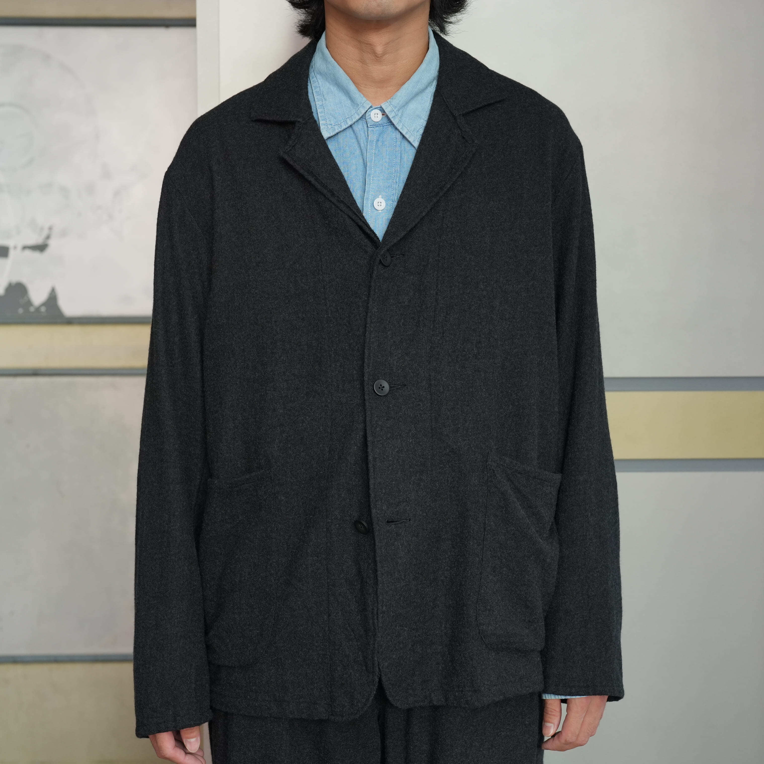 ULTERIOR(アルテリア) 26AW "WASHED SUPER FINE WOOL VIYELLA JKT" -TOP CHARCOAL-