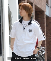 ◆ハートロゴ ハーフジップ Tシャツ◆wi-059592