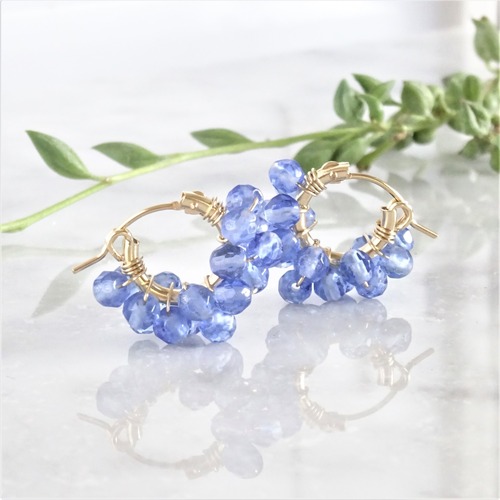 【片耳分販売】14kgf Blueberry Quartz wrapped pierced earring /earring