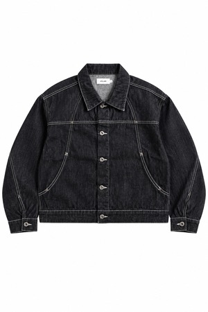 ATELANE / 11.5oz カーブスイッチング デニムジャケット / BLACK