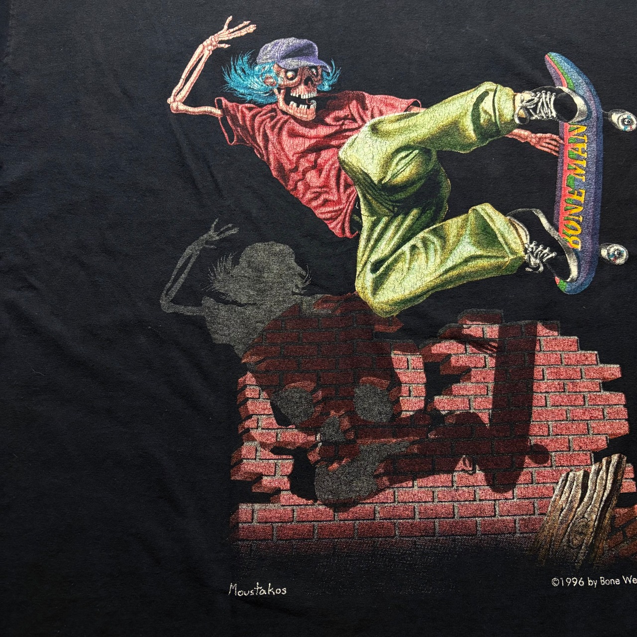 vintage 1996’s BONE MAN skull skater tee