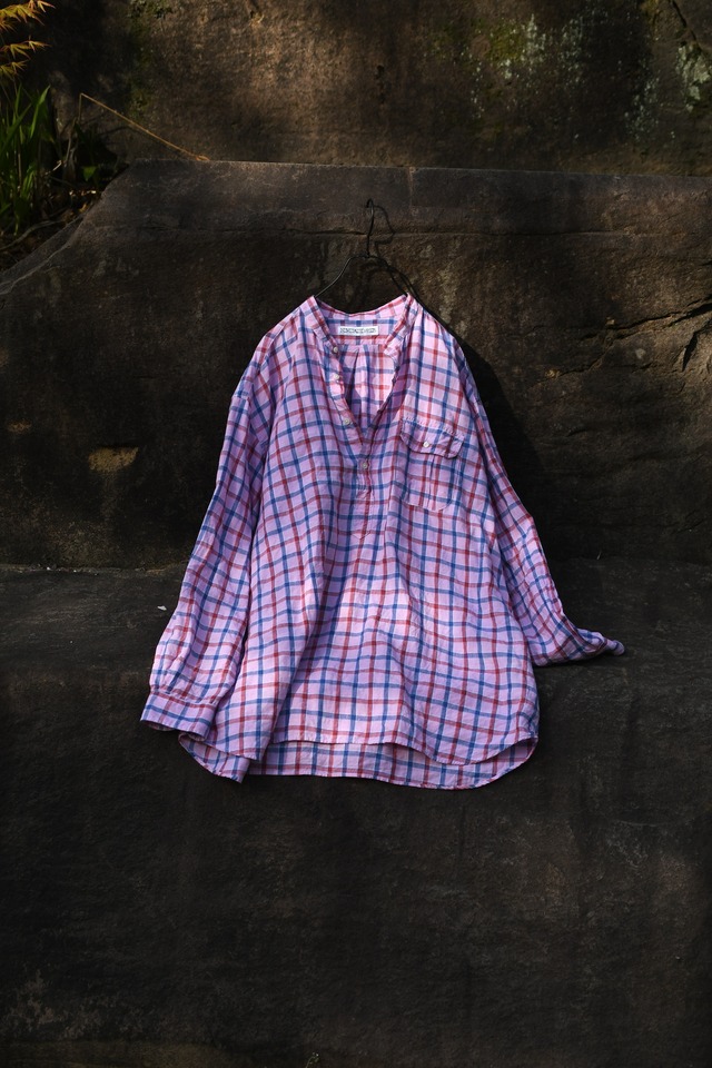 NDIVIDUALIZED SHIRTS / Ex Linen pullover shirt (Pink Plaid)