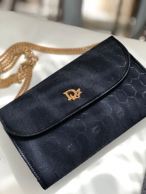 Christian Dior  ディオール　ハニカム　Dior　ミニバッグ　チェーン　ショルダーバッグ　ブラック　vintage　ヴィンテージ　オールドディオール　8ydyef