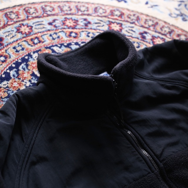 switching design big size fleece zip-up jacket