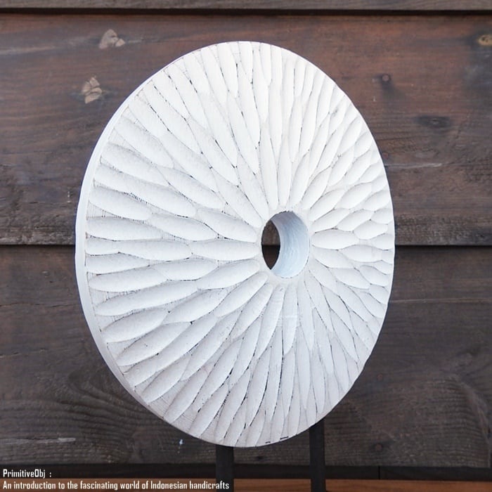 アジアンテイスト オブジェ [光] 35cm 木製装飾 ホワイトウォッシュ