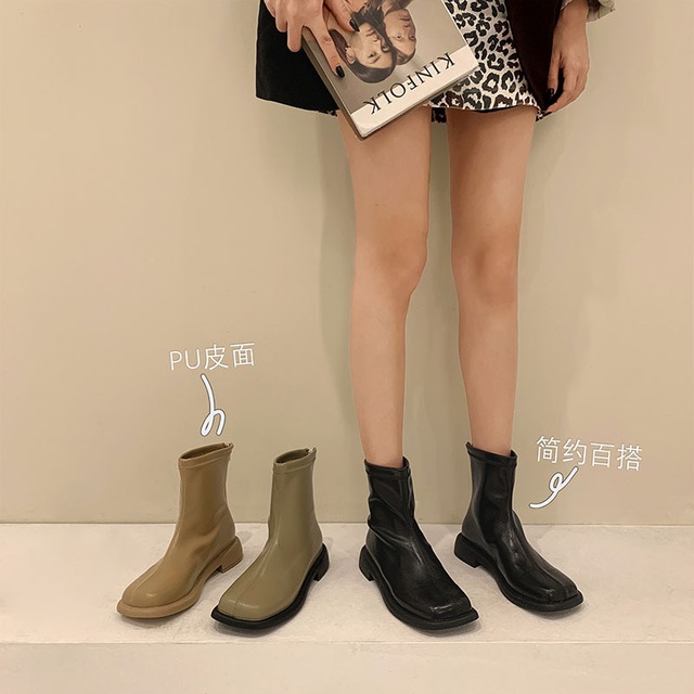 スタンダードショートブーツスプリングオータムシングルレッドスタイル薄手 レトロ 靴 シューズ 春物 秋物 フェイクシューズ48395005470