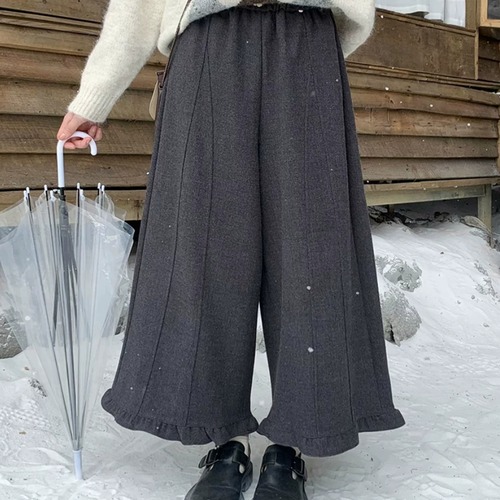 裾フリルラインステッチワイドパンツ ・12235