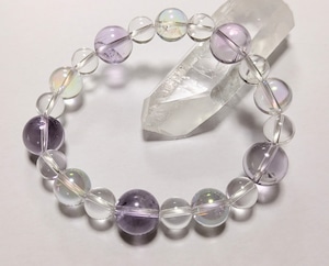 《大きめ》ラベンダーアメジスト&オーラ水晶ブレスレット