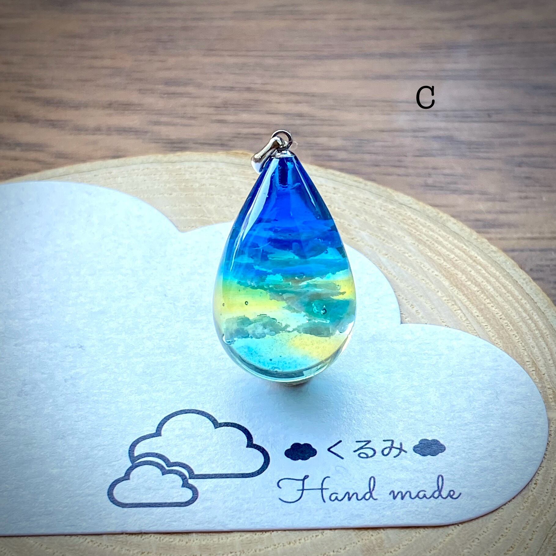 しずく型ペンダント 雲&空 青空 C