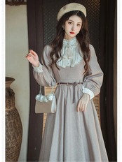【0193】Loose Casual With Belt Long Sleeve Dress