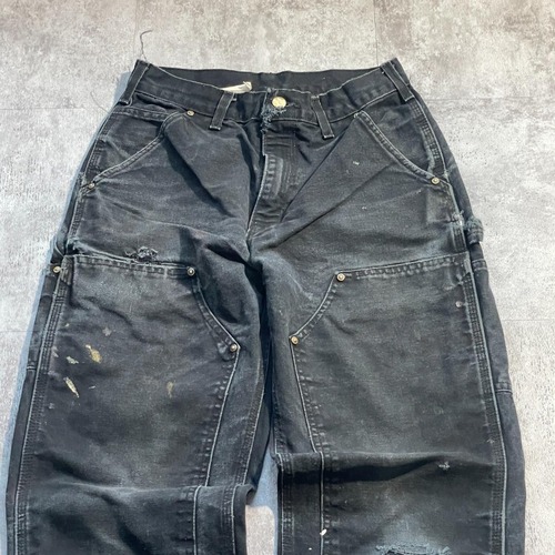 00s USA製 ブラック ダブルニー Carhartt B01 29×30 詳細写真4