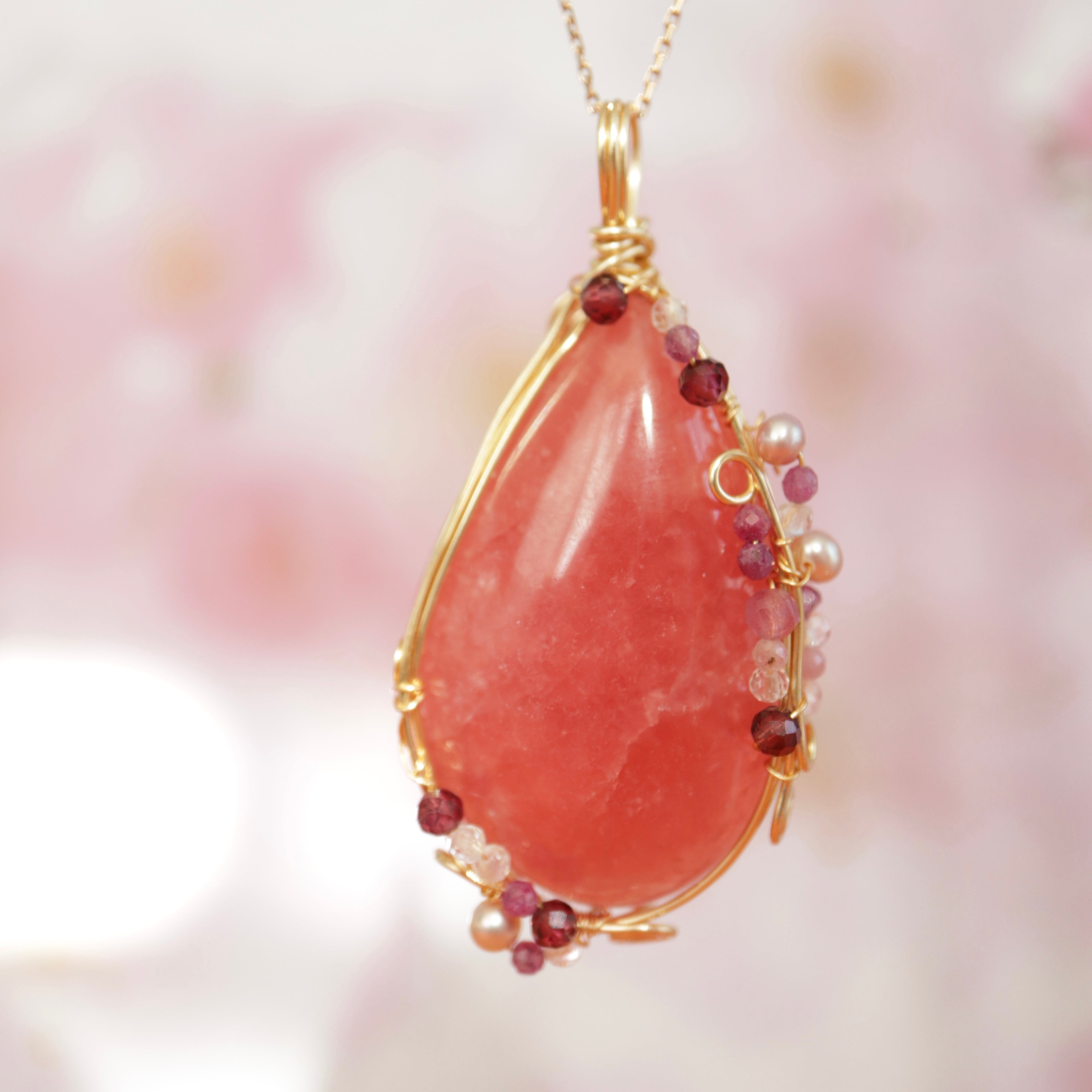 乙女座の守護石 申年の守護石 インカローズ 天然石 ワイヤーラッピング 大きめ天然石