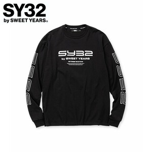 SY32 by SWEET YEARS エスワイサーティトゥ Tシャツ 長袖 クルーネック ロンT メンズ LOOSE SILHOUETTE ACTIVE LOGO L/S TEE 13538J BLACK