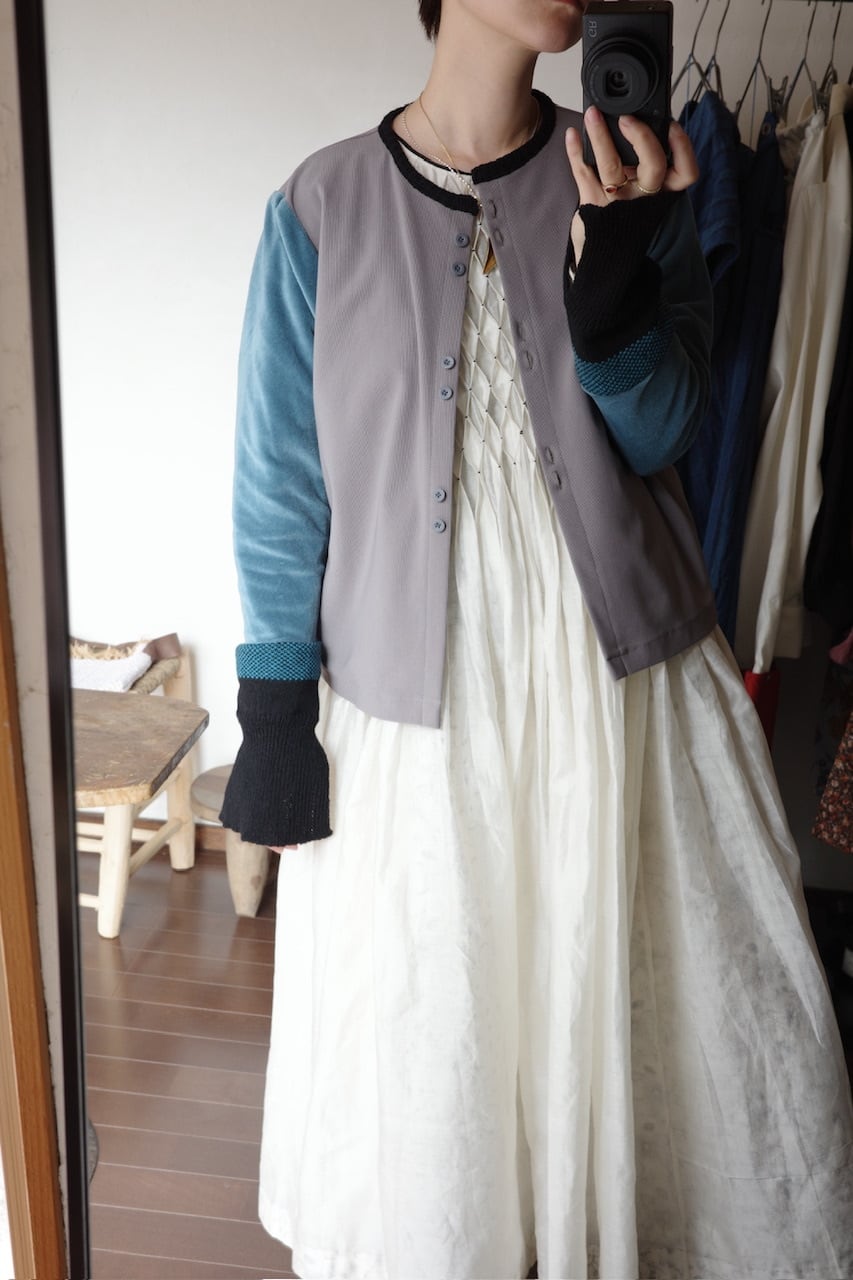 YUKI SHIMANE Velour sleeves Cardigan - BLUE | physis (ピュシス)