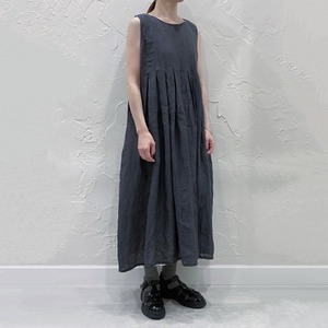 maison de soil 80'S POWER LOOM LINEN PLAIN INVERTED PLEATED NO/SL DRESS