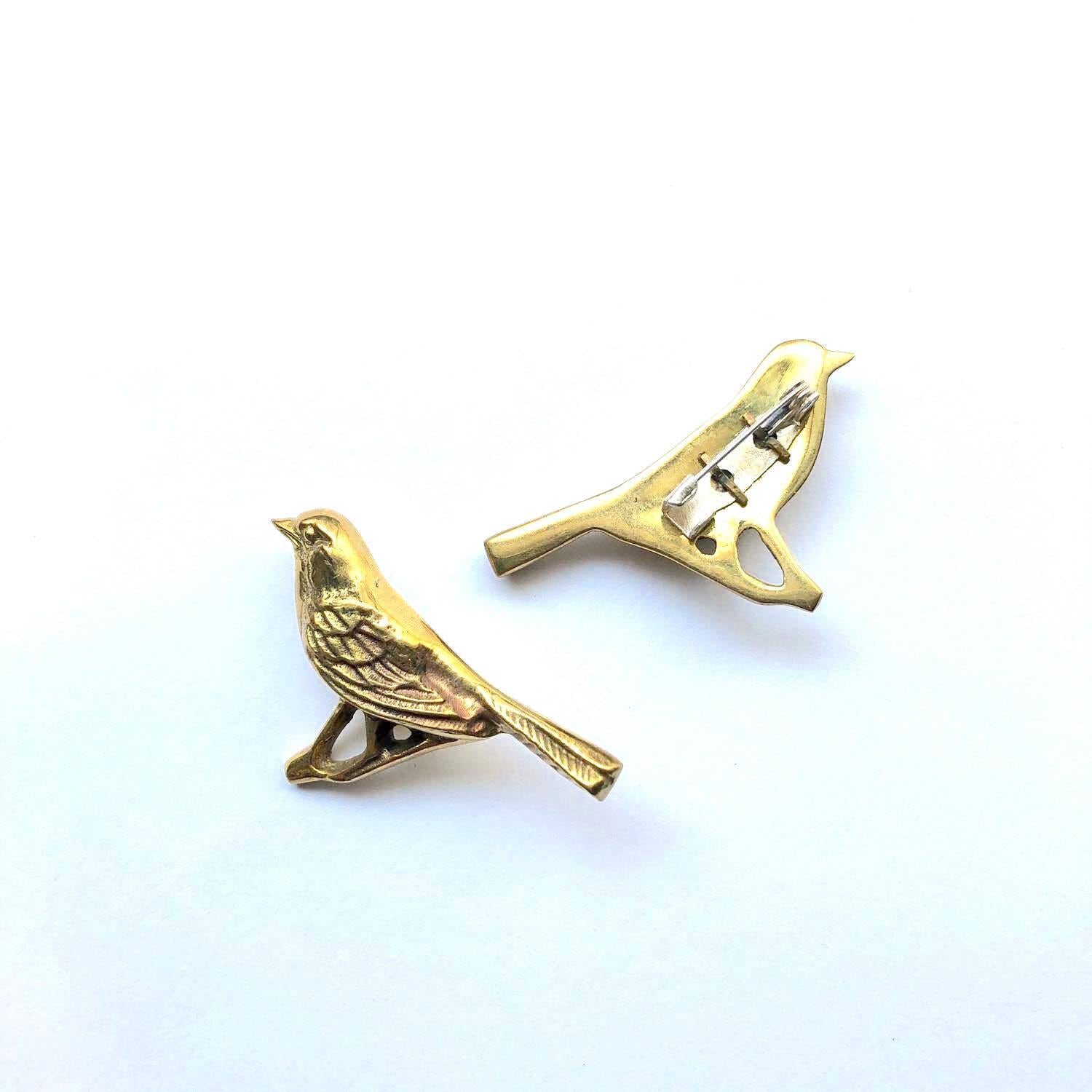 鳥モチーフのオリジナル真鍮ブローチ | Dua-アクセサリーパーツショップ