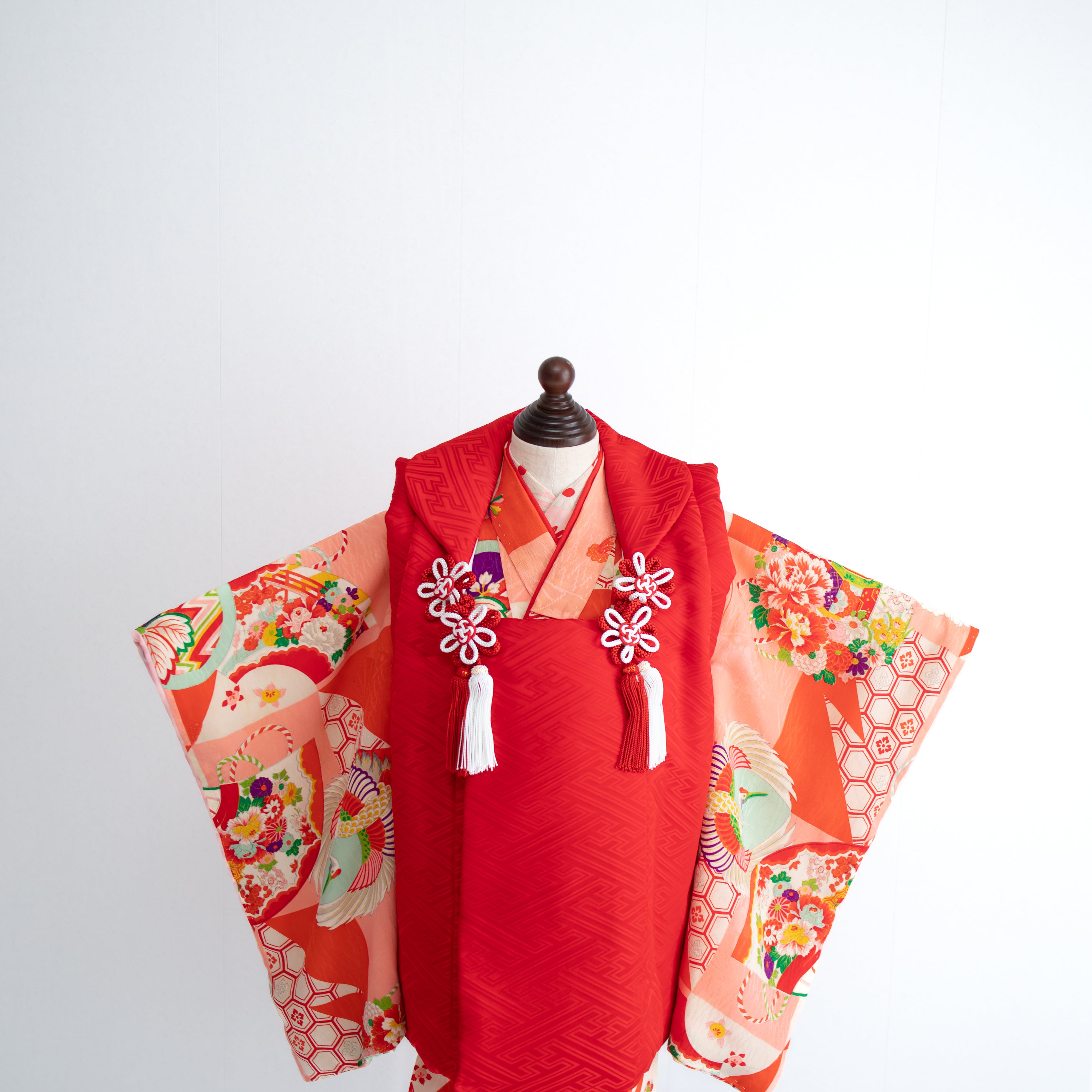 女の子被布style『桃花扇』/SS3018 (対応身長目安 腰揚げ無の場合 82㎝~86㎝) (腰揚げ有の場合 82㎝~90㎝)