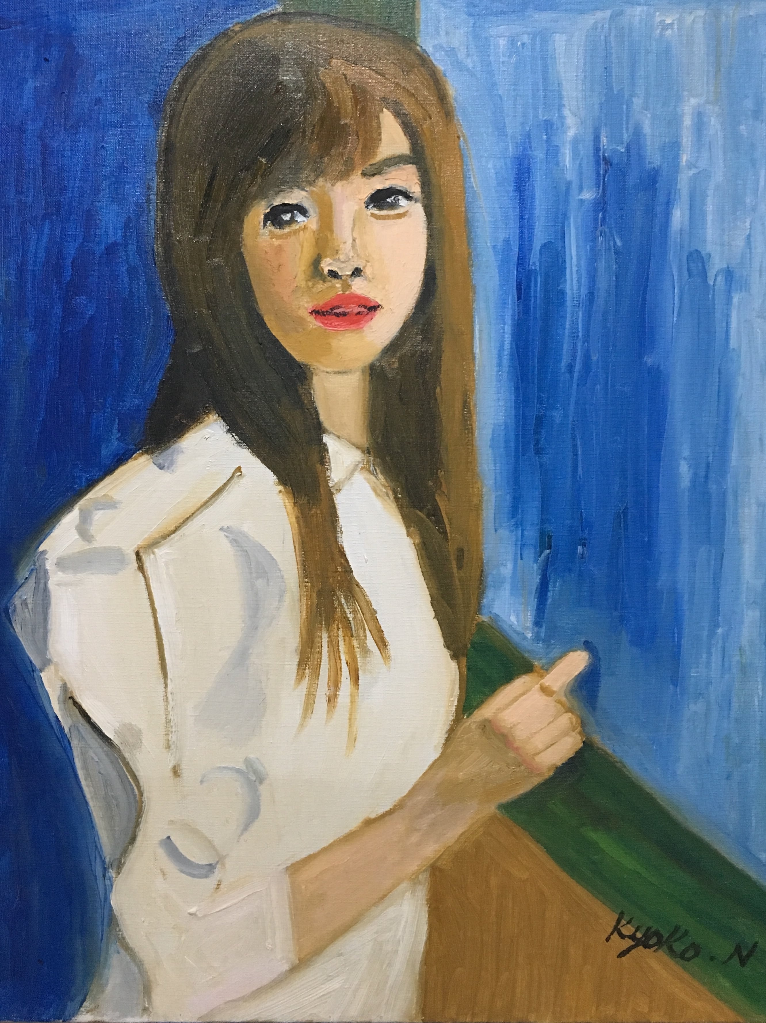 絵画 油絵 F4-080515 人物 私の愛しい女たち 安心