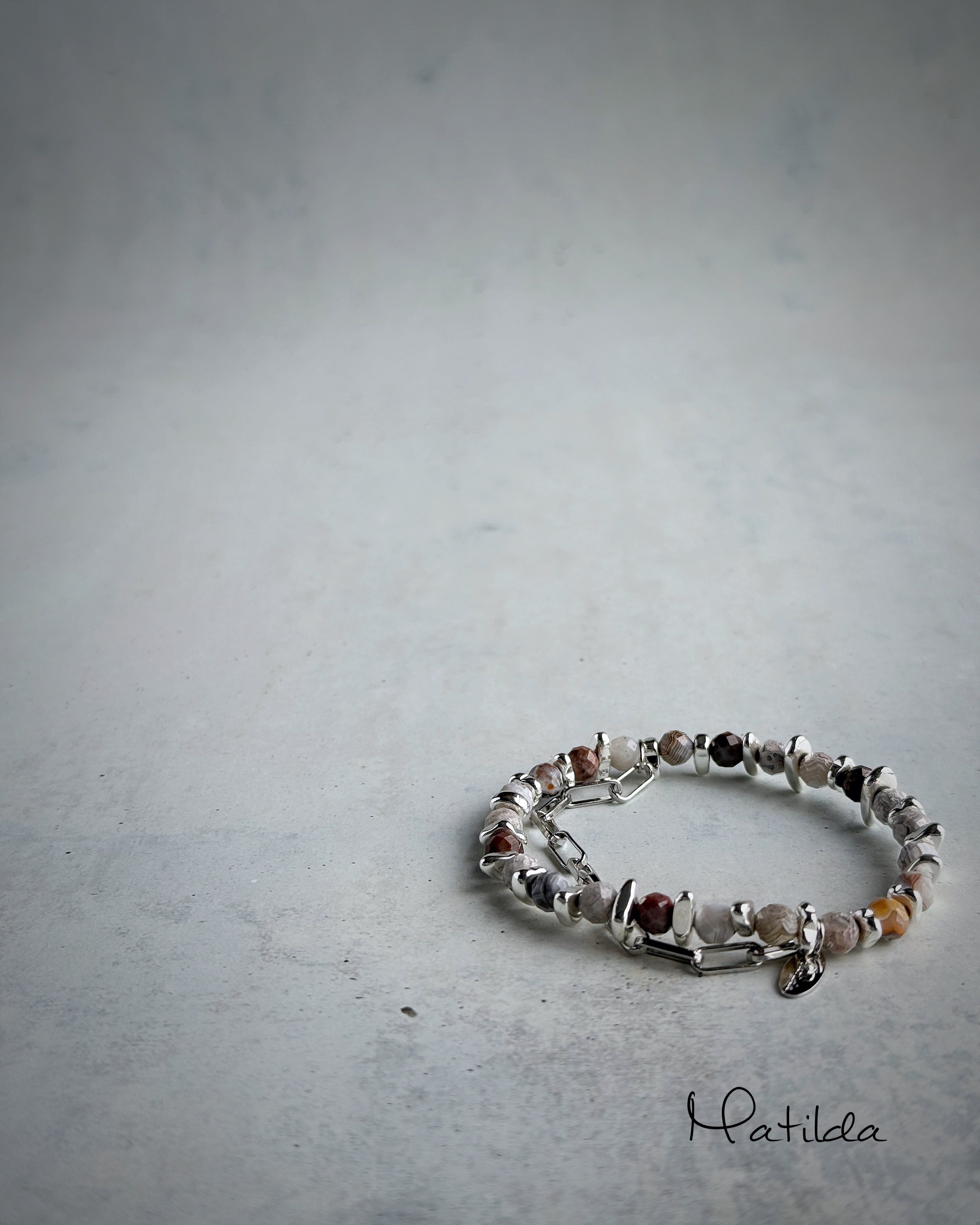 Chain & stone bracelet(ラグナレースアゲート)