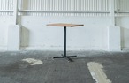 【OAK】SK CAFE TABLE/カフェテーブル/1〜2人用/オーク材/一本脚/ W600mm/送料無料(北海道・沖縄・離島除く)