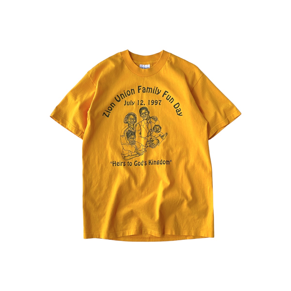 90s Family Illustrated T shirt Greeny Used Clothing 90s-family-illustrated-t-shirt-greeny-used-clothing