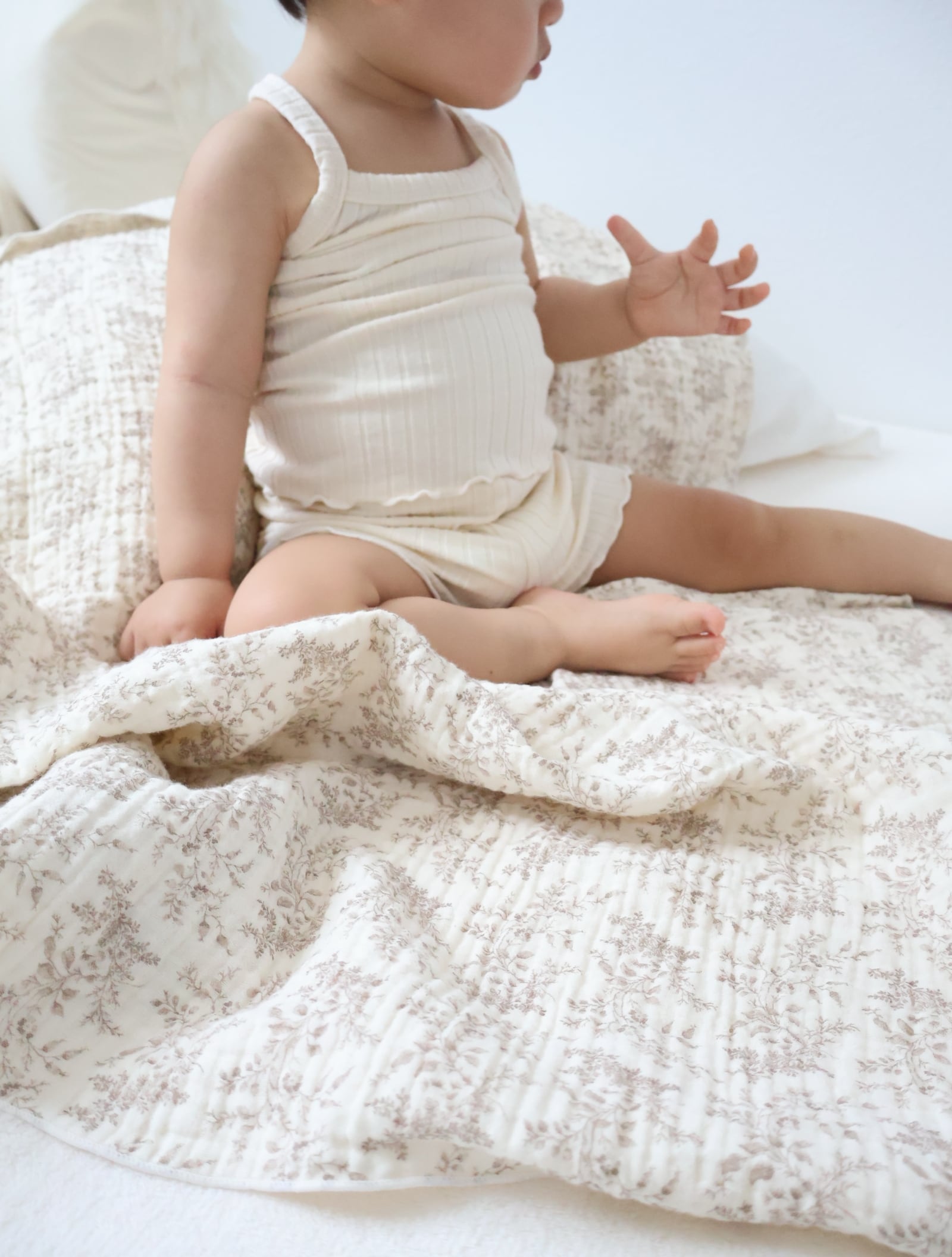 Sprinh gift set <frill pillow + floret blanket + floret purse set twin> ベビーピロー フリルピロー ベビー枕 ガーゼブランケット ガーゼケット 巾着ポーチ 出産祝い ギフトセット