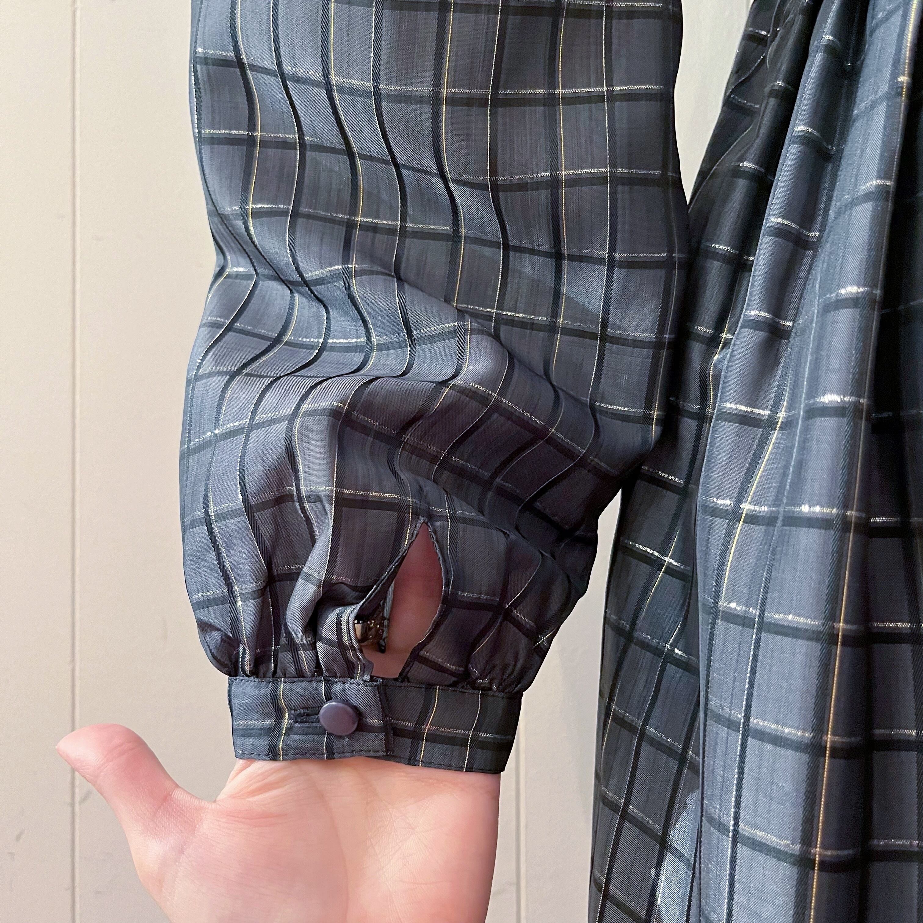 scallop gray lame check one-piece