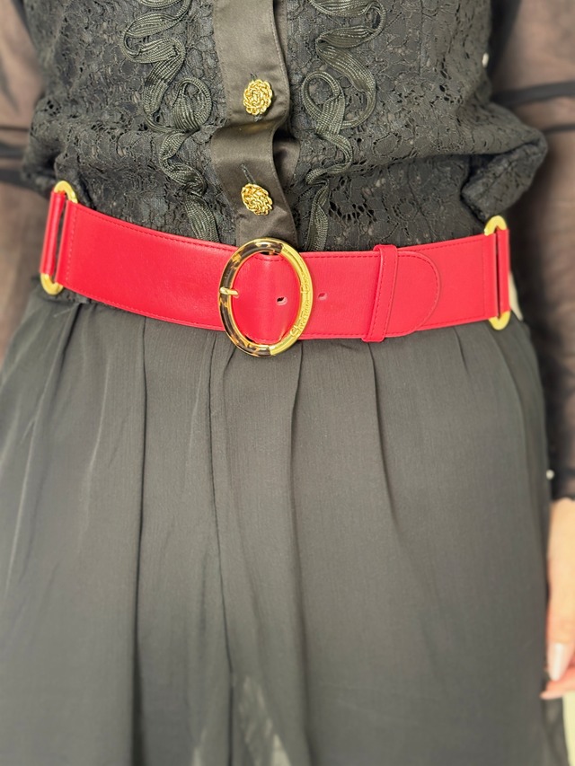 Christian Dior クリスチャン ディオール ベルト レッド オーバル レザー vintage ヴィンテージ オールド x8prhh