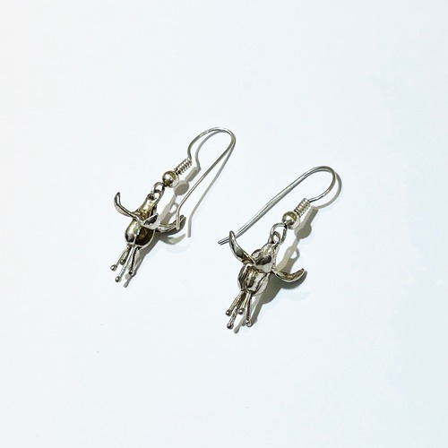 Vintage 925 Silver Fuchsia Dangle Pirced Earrings