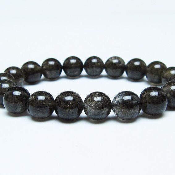 ブラックルチルクォーツ ブレスレット 11mm ブラックトルマリン トルマリネイテッドクォーツ 一点物 メール便可 [M便 1/10] 111-47032
