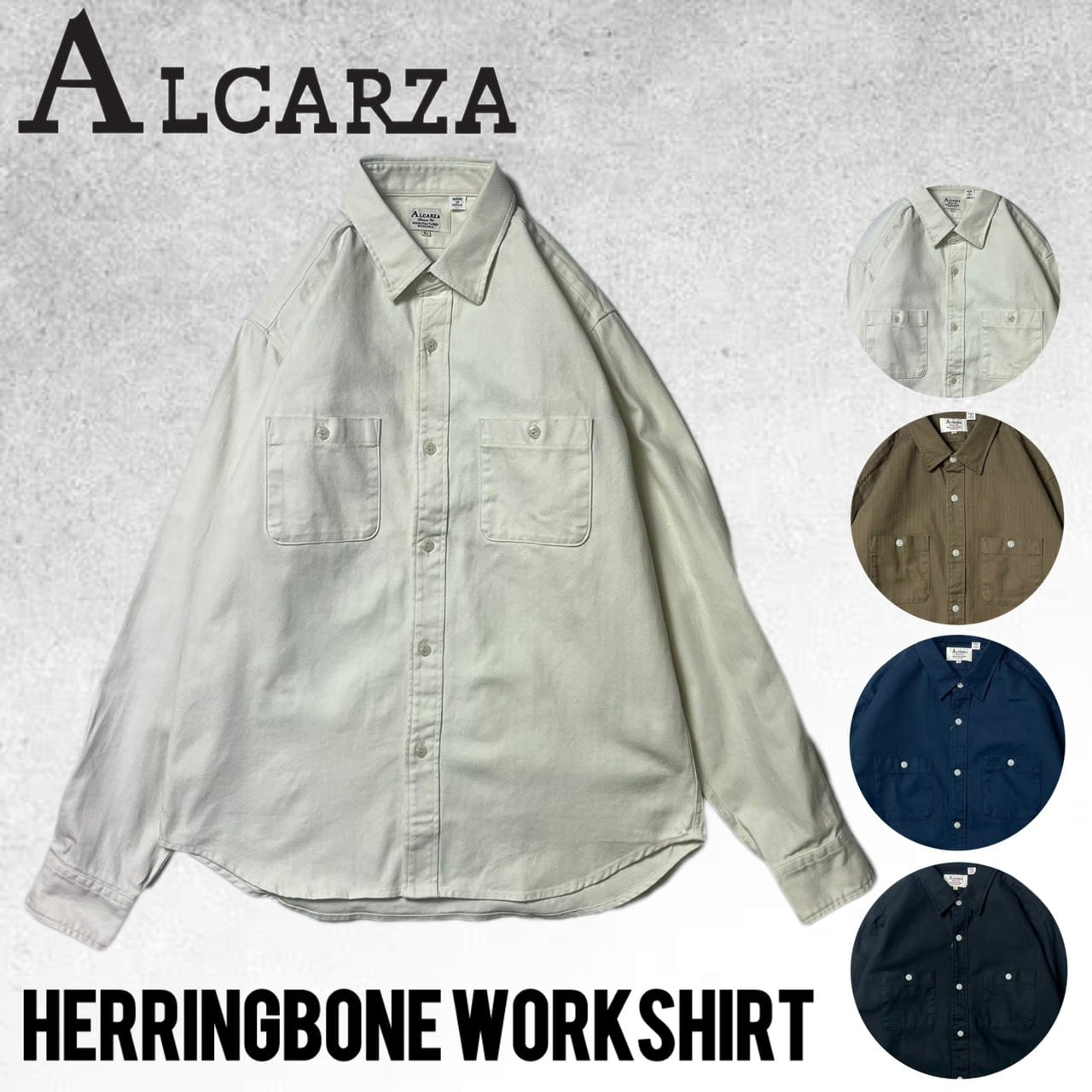 ヘリンボーンワークシャツ ALCARZA 647-02 日本製 | CIAO TOKYO