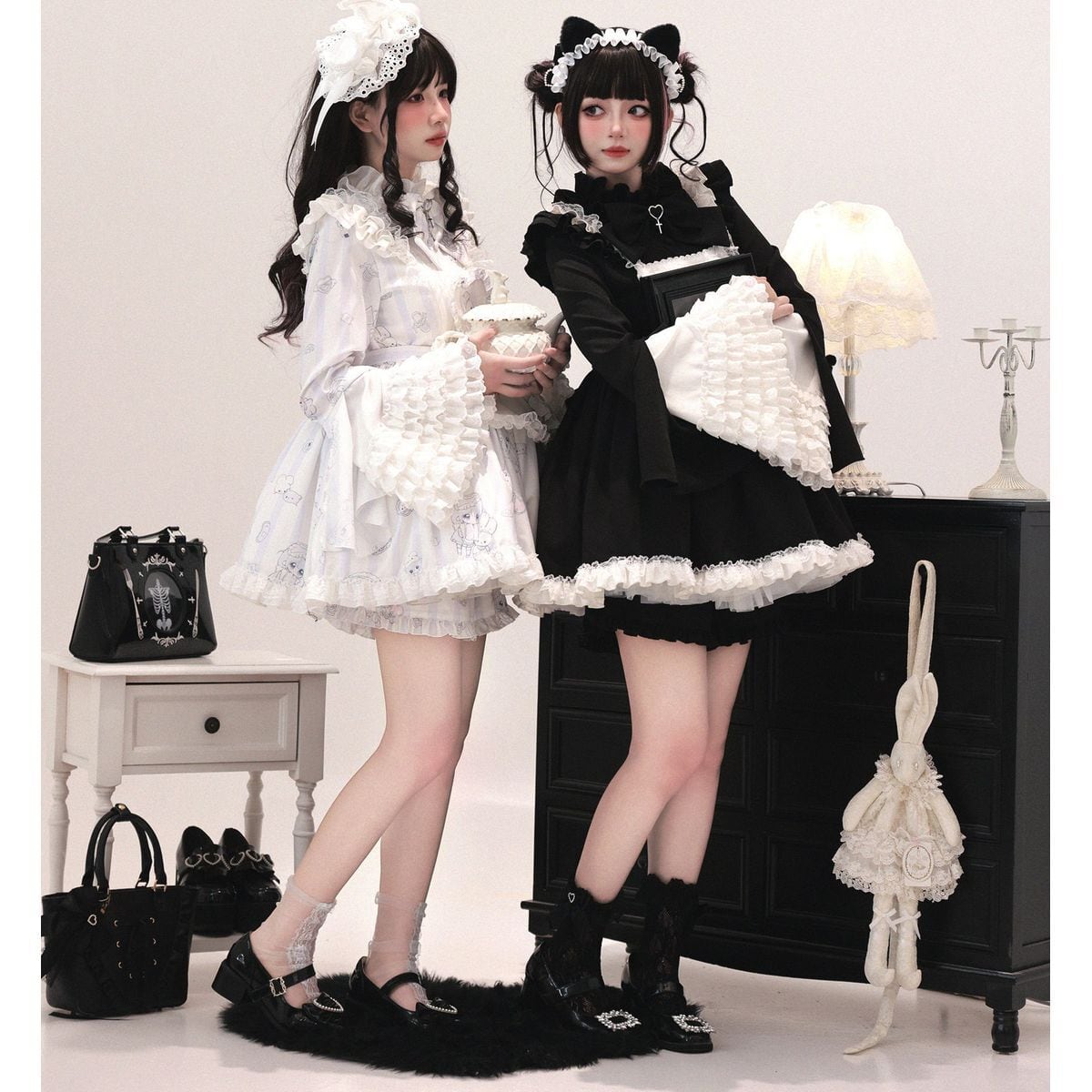 ハートエプロン姫袖メイドセットアップ | Maiden's Rêve