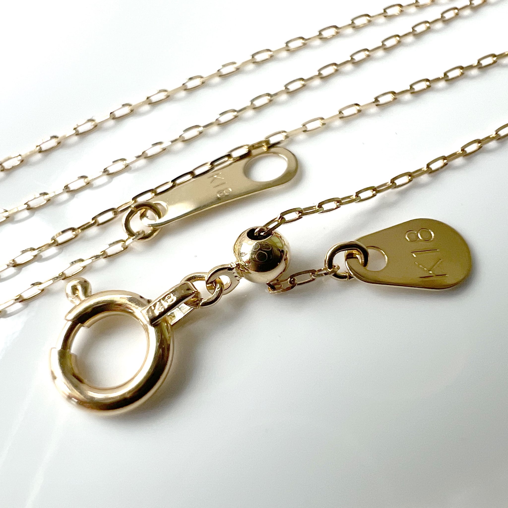 プレゼントボックス入り K18金 あずきチェーン ネックレス 45cm * 新品