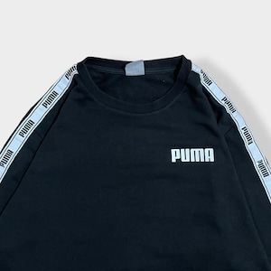 【PUMA】 ワンポイントロゴ 袖ロゴ スウェット トレーナー プルオーバー 黒 2XL ビッグシルエット プーマ スポブラ US古着