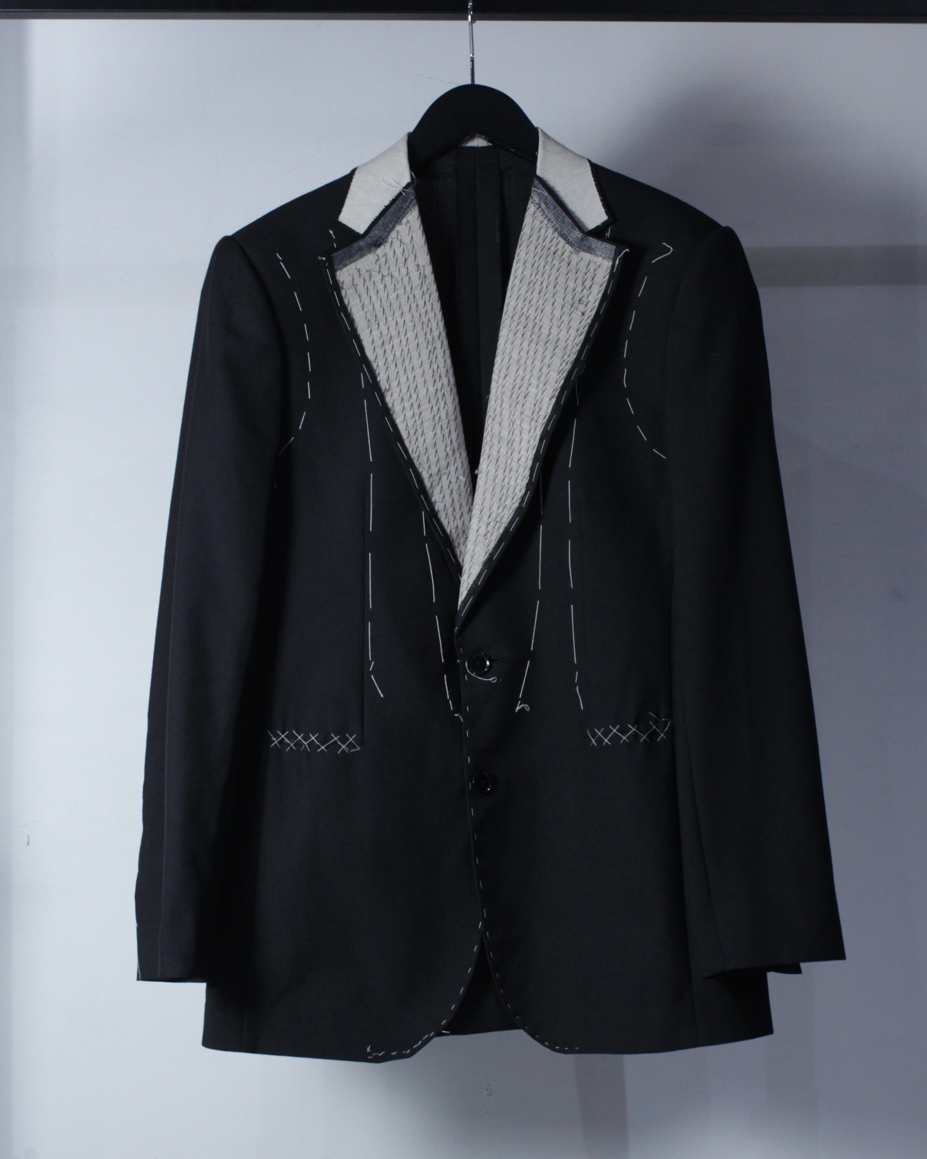 Caka BLACK】Stitch × Switching Design Vintage Tailored Jacket