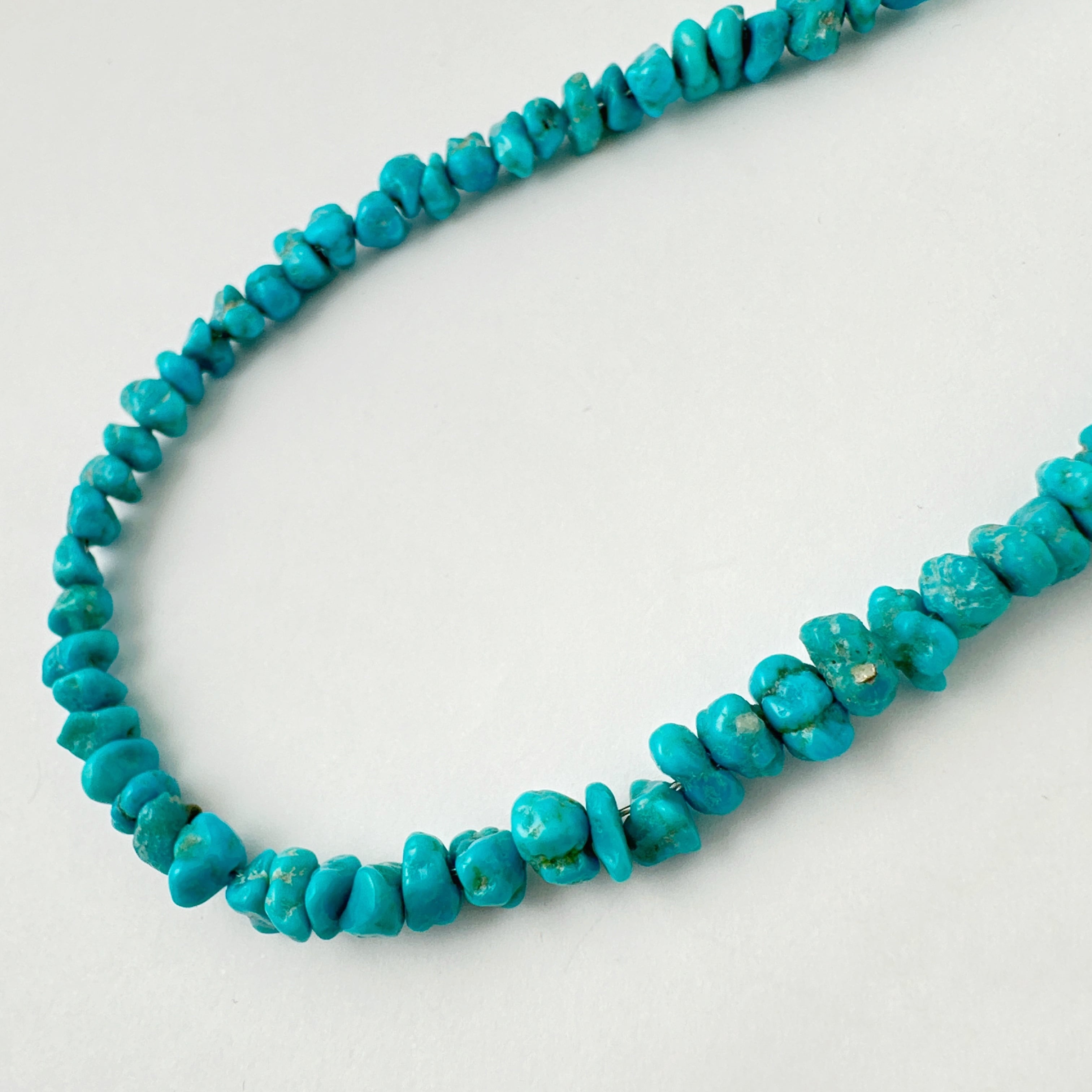 Indian Jewelry》ナゲット シェイプ ターコイズ 一連 ネックレス 45cm