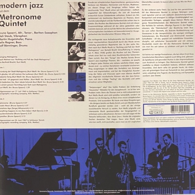 The Metronome Quintet Plays Swinging Mahagonny And Six Other Tunes