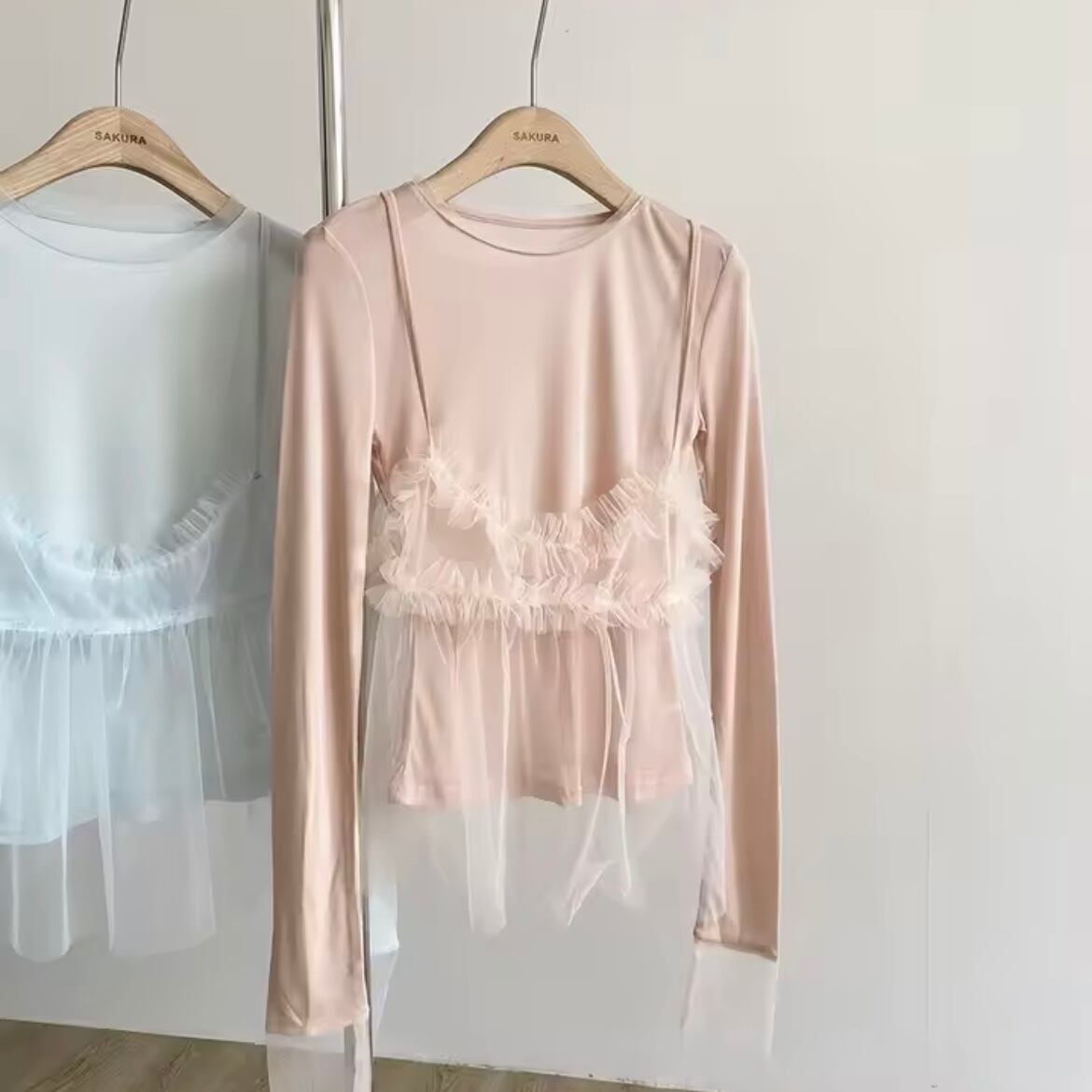 sheer bustier long t-shirt set