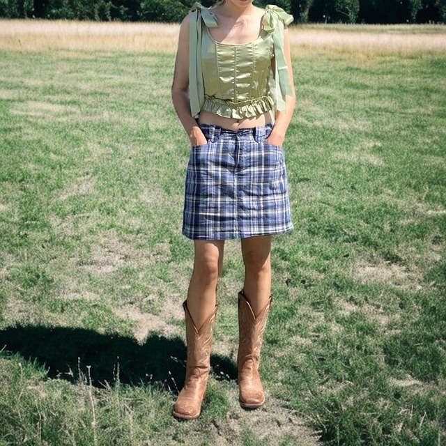 【LADIES】blue checked skort
