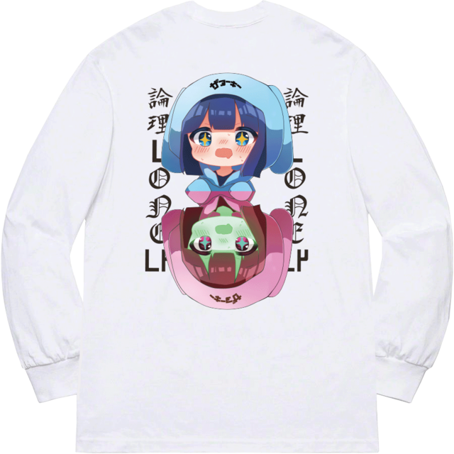 【LONELY論理×THE nookie×うごくちゃん】UGOKU BACK PRINT L/S【WHITE】