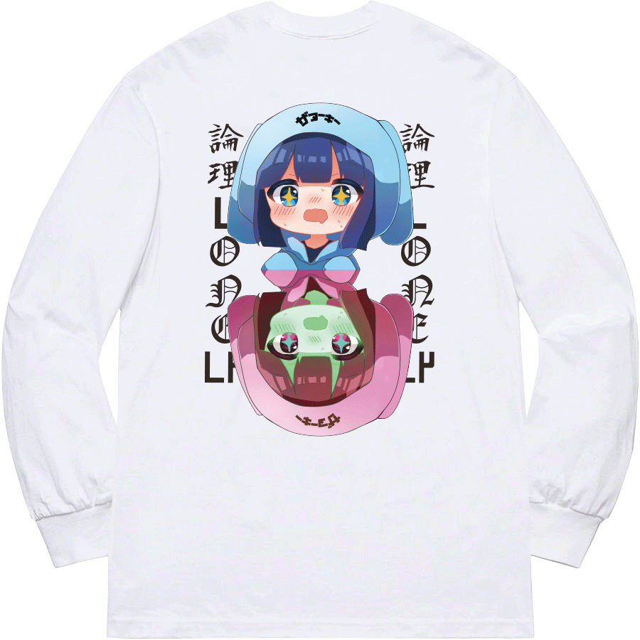 LONELY論理×THE nookie×うごくちゃん】UGOKU BACK PRINT L/S【WHITE